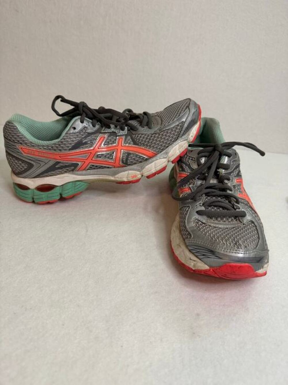 Asics Women's Gel-Flux 2 Running Shoes T568N Silver Hot Coral Teal Green 9